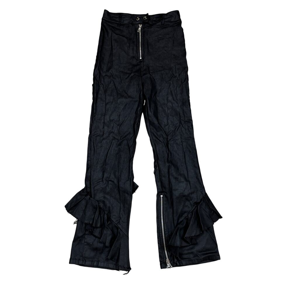 I.AM.GIA Silverstone Waxed Ruffle Zip Pants Women's Small Y2K Whimsygoth